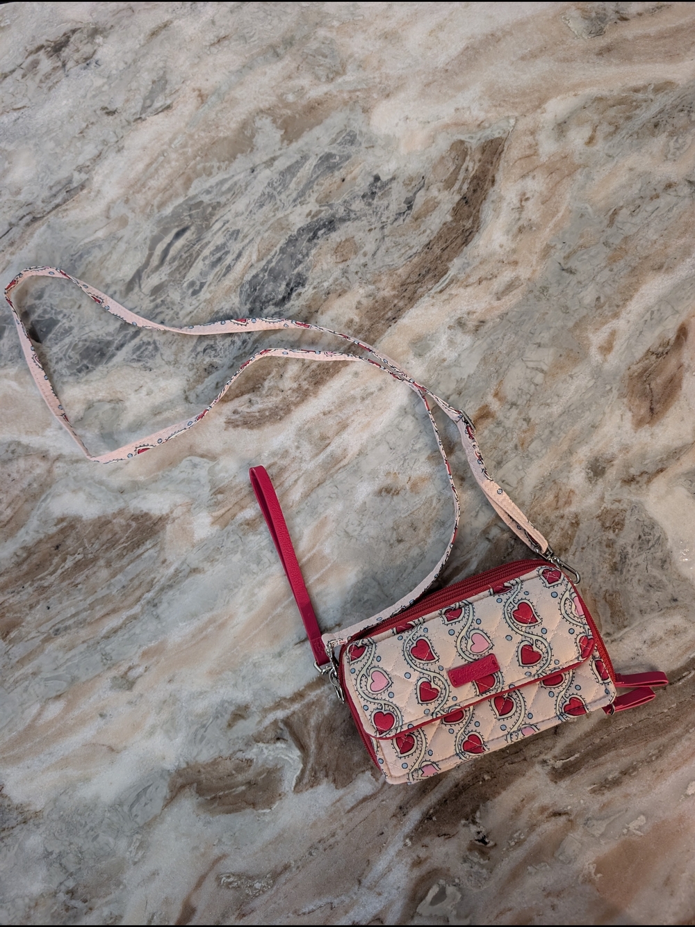 Vera Bradley RFID All-In-One Crossbody – "Stitched Heart Vines" Pattern